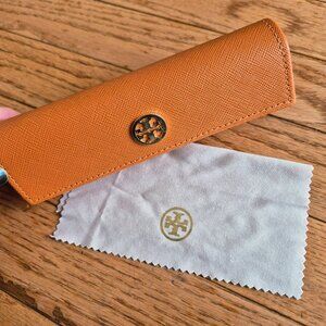 Tory Burch Orange Small Eyeglass Case with Cloth